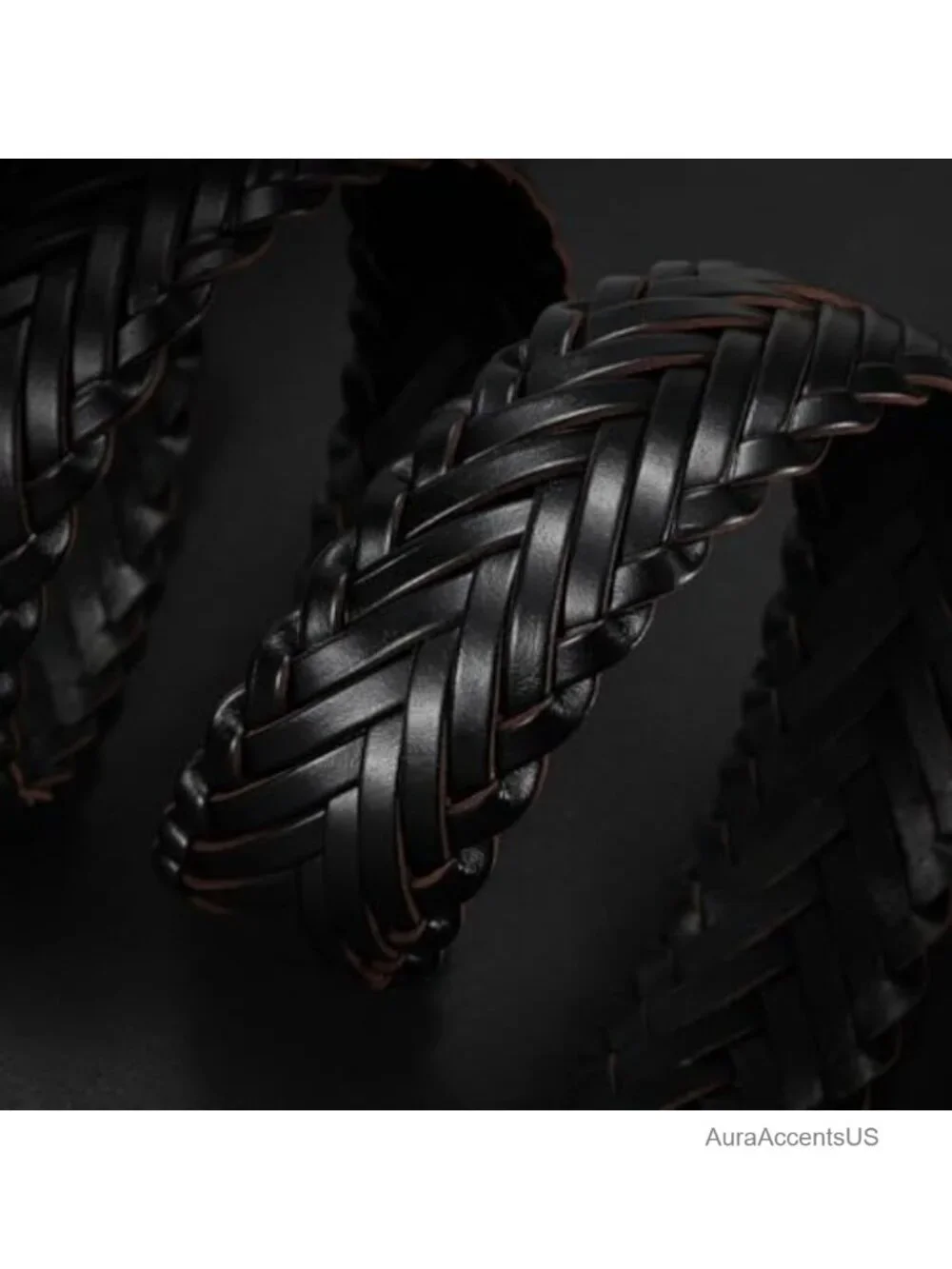 Adjustable Woven Braided Leather Belt for Men - Golf Casual Pants Jeans